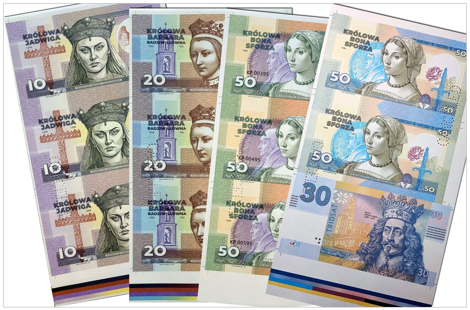 2023/15m Królowe Polski (zestaw czterech arkuszy) + perforacja CANCELED