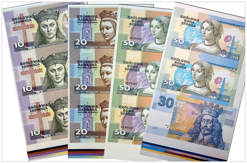 2023/15m Królowe Polski (zestaw czterech arkuszy) + perforacja CANCELED