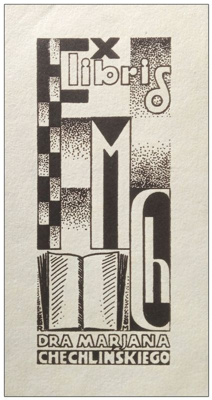 Mękicki Rudolf (6) Exlibris Dra Marjana Chechlińskiego, cynkotypia, 1932