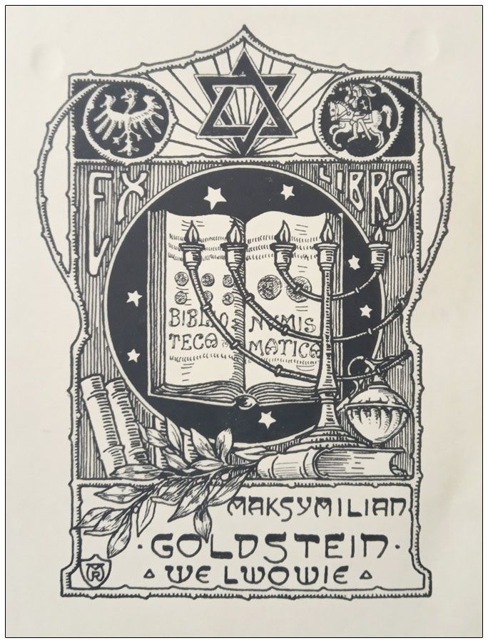 Mękicki Rudolf (1) Exlibris Maksymilian Goldstein we Lwowie, cynkotypia, 1910