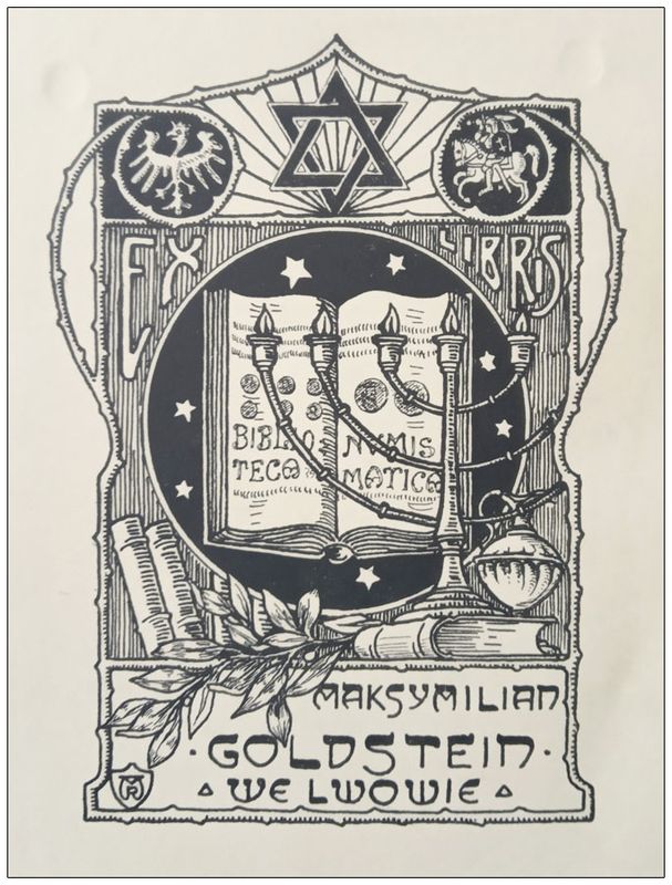 Mękicki Rudolf (1) Exlibris Maksymilian Goldstein we Lwowie, cynkotypia, 1910