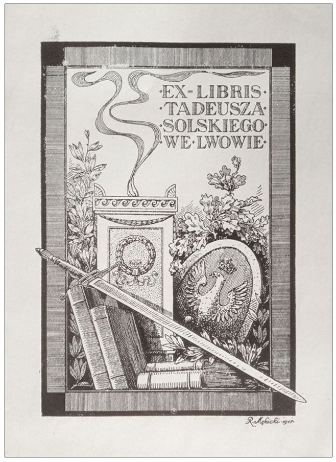 Mękicki Rudolf (4) Exlibris Tadeusza Solskiego we Lwowie, cynkotypia, 1917