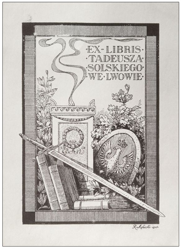 Mękicki Rudolf (4) Exlibris Tadeusza Solskiego we Lwowie, cynkotypia, 1917