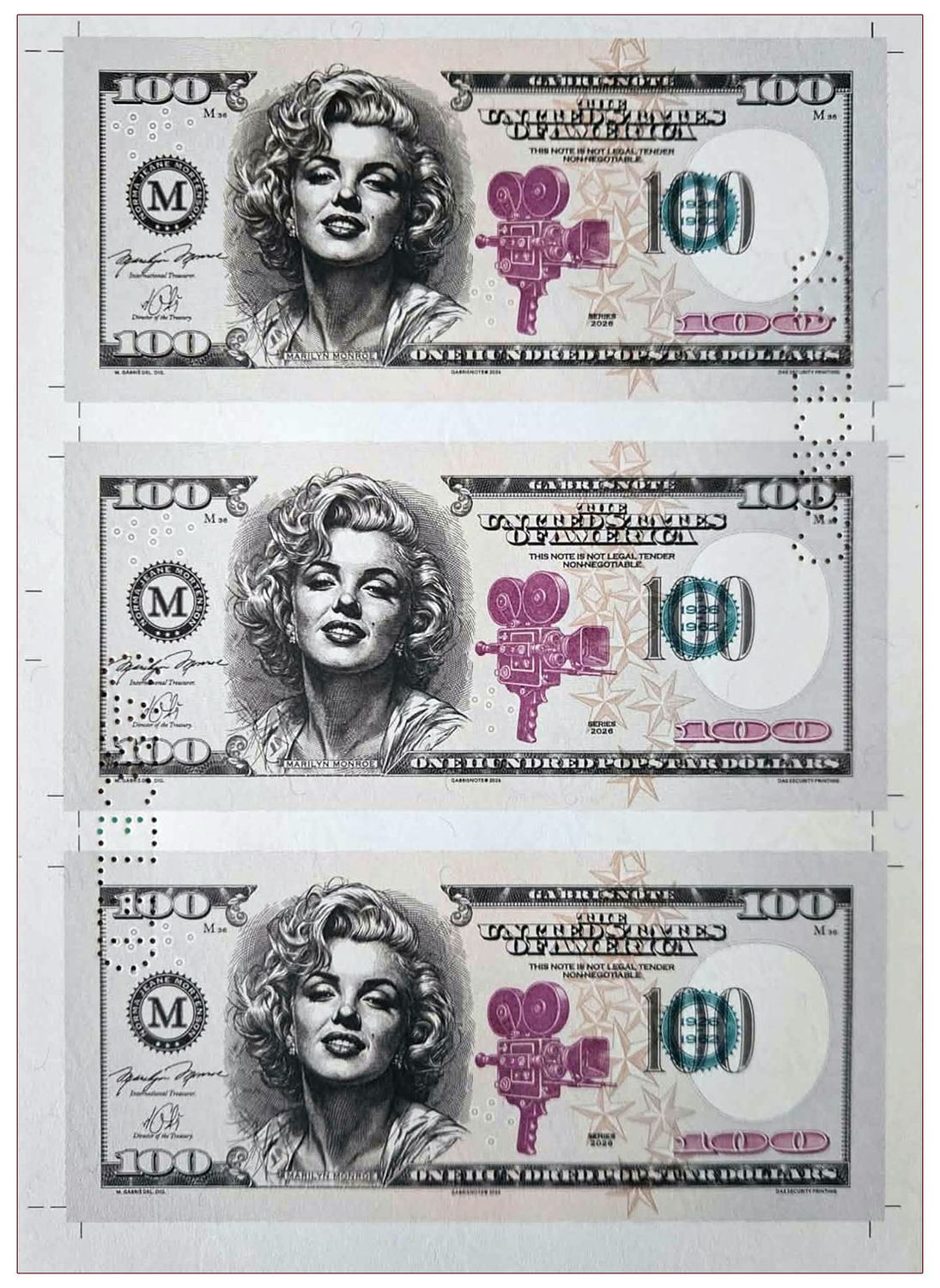 2026/02e 100. rocznica urodzin Marilyn Monroe (arkusz) + perforacja CANCELED