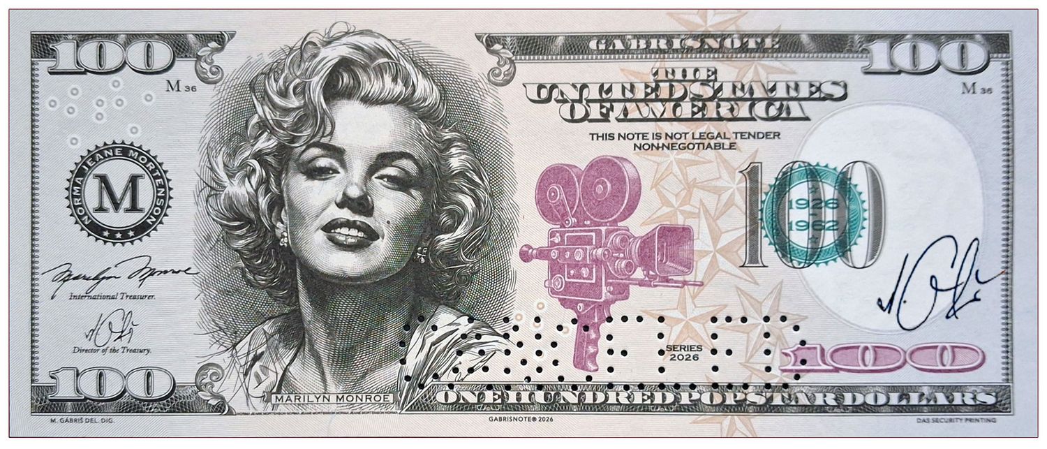 2026/02dg 100. rocznica urodzin Marilyn Monroe (bez serii i numeru) + perforacja CANCELED + autograf Mateja Gábriša