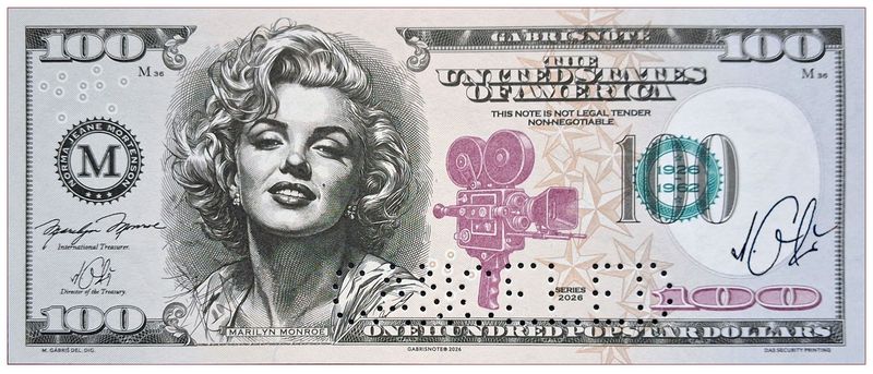 2026/02dg 100. rocznica urodzin Marilyn Monroe (bez serii i numeru) + perforacja CANCELED + autograf Mateja Gábriša