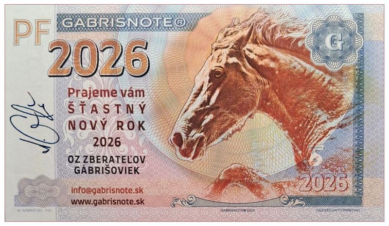 2025/21ag PF 2026 Happy New Year + autograf Mateja Gábriša