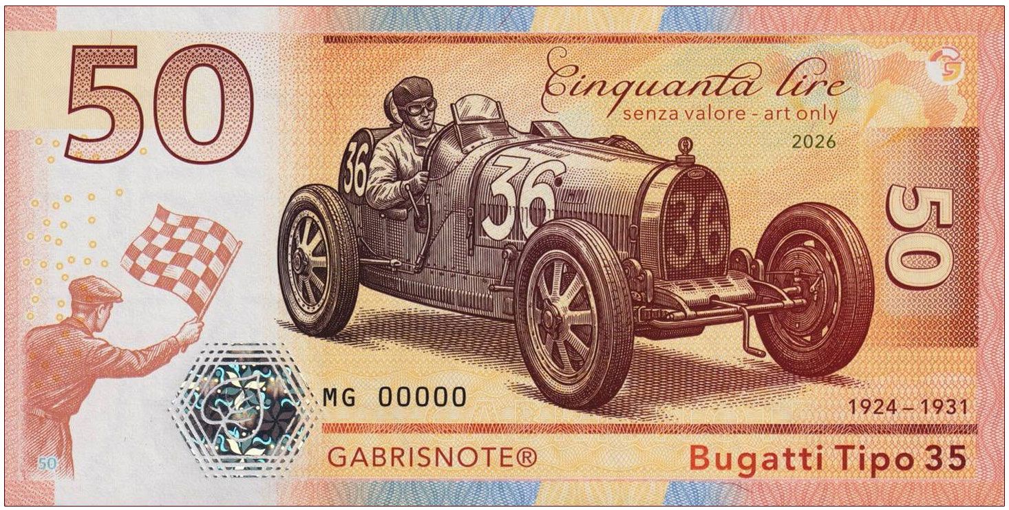 2026/07b 50 lirów Bugatti Tipo 35 (seria MG00000)
