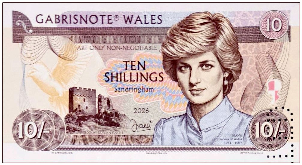 2026/07c 10 szylingów Diana Princess od Walles (bez serii i numeru) + perforacja CANCELED
