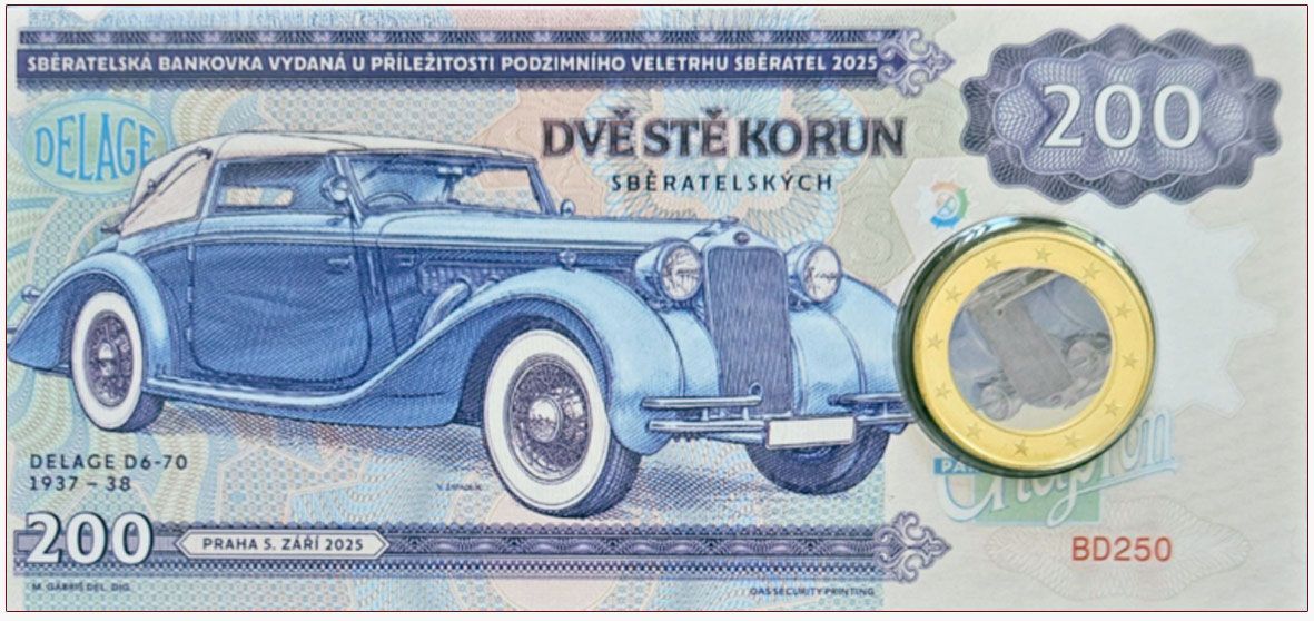 2025/12d Delage D6-70 Zapadlik (seria BD) żeton w blistrze