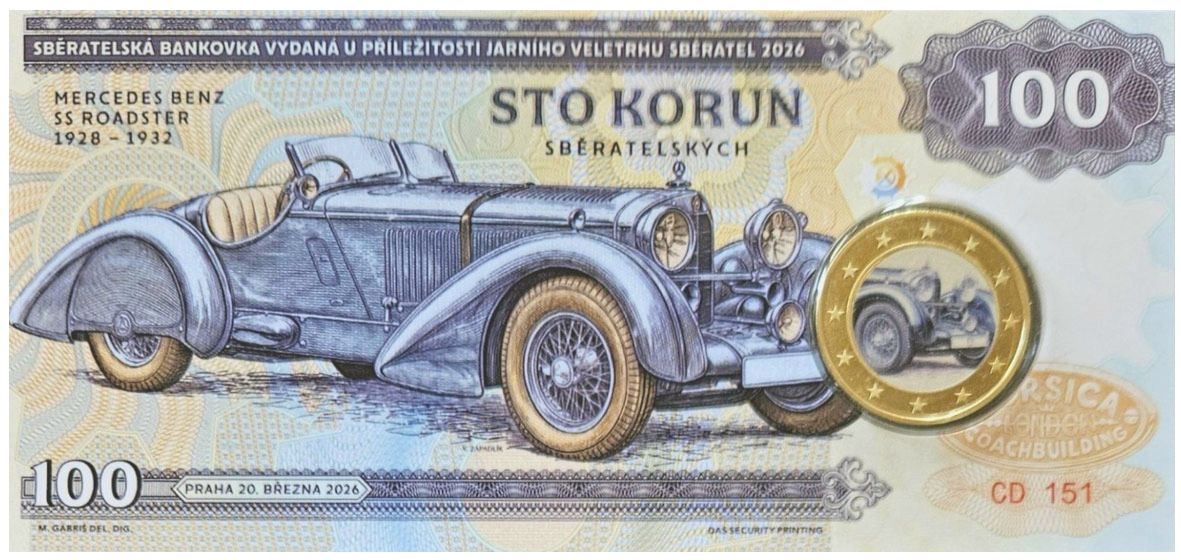 2026/04d Mercedes-Benz SS Roadster Zapadlik (seria CD) żeton w blistrze