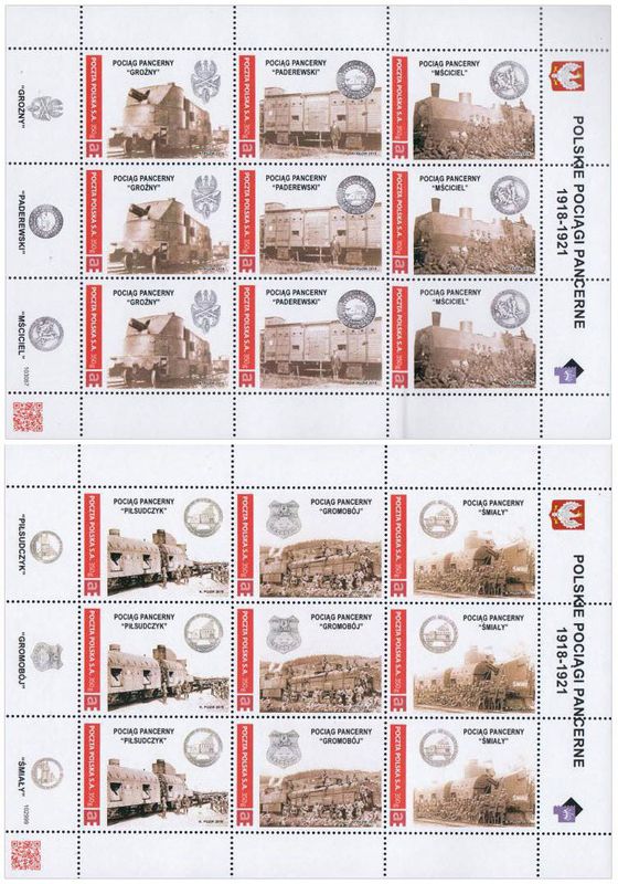 KP064-69 Polskie pociągi pancerne 1918-1921  I-II (dwa arkusze)