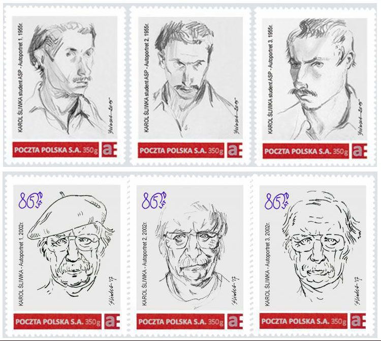 KP012/29 Karol Śliwka Autoportret 1955 + Autoportret 2002 (seria)