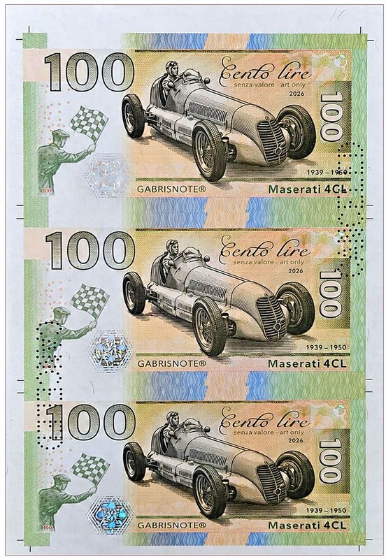 2026/11d 100 lirów Maserati 4CL (arkusz) + perforacja CANCELED