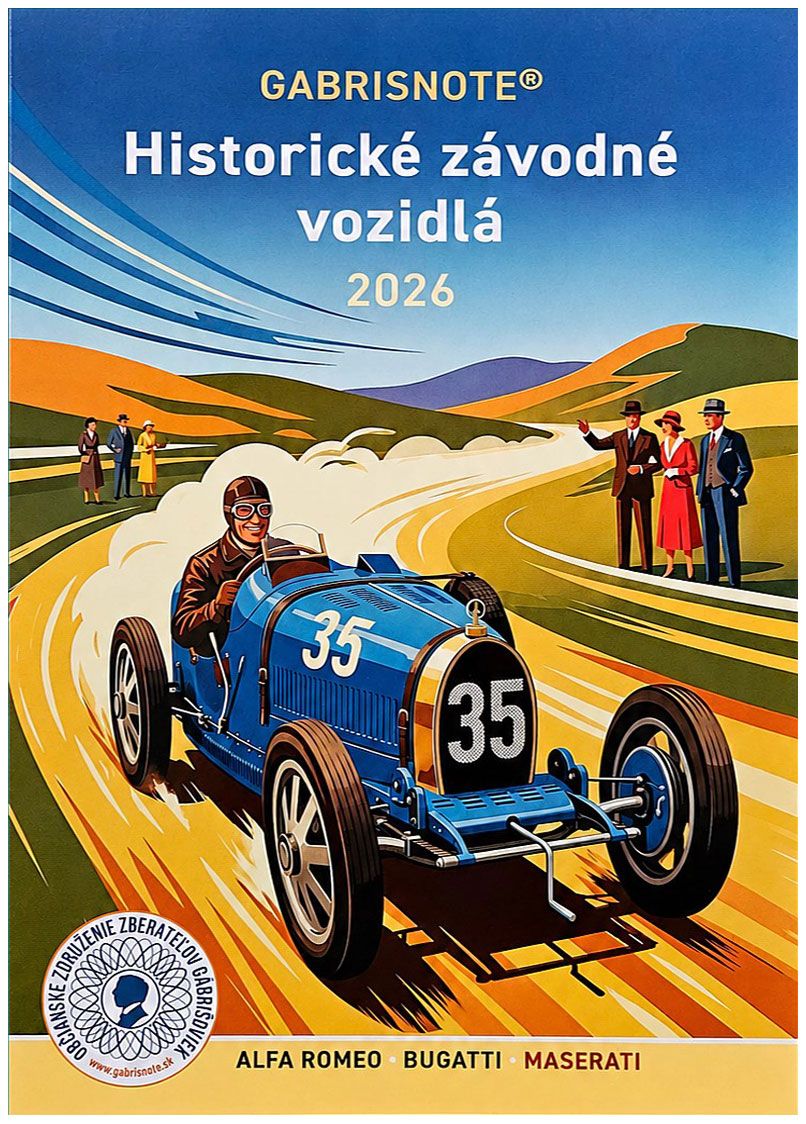 Zabytkowe pojazdy wyścigowe (2026) Alfa Romeo, Bugatti, Maserati (seria F1 00000) w folderze