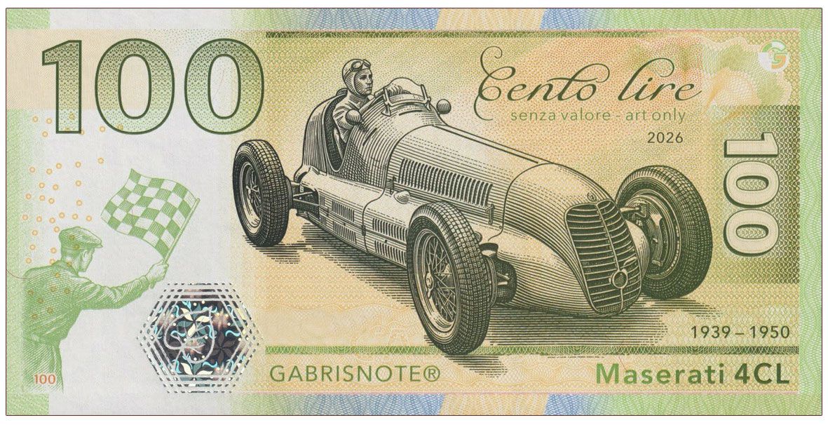 2026/11c 100 lirów Maserati 4CL (bez serii i numeru) + perforacja CANCELED