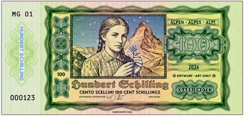 2026/13b 100 szylingów (numerowana seria A01)