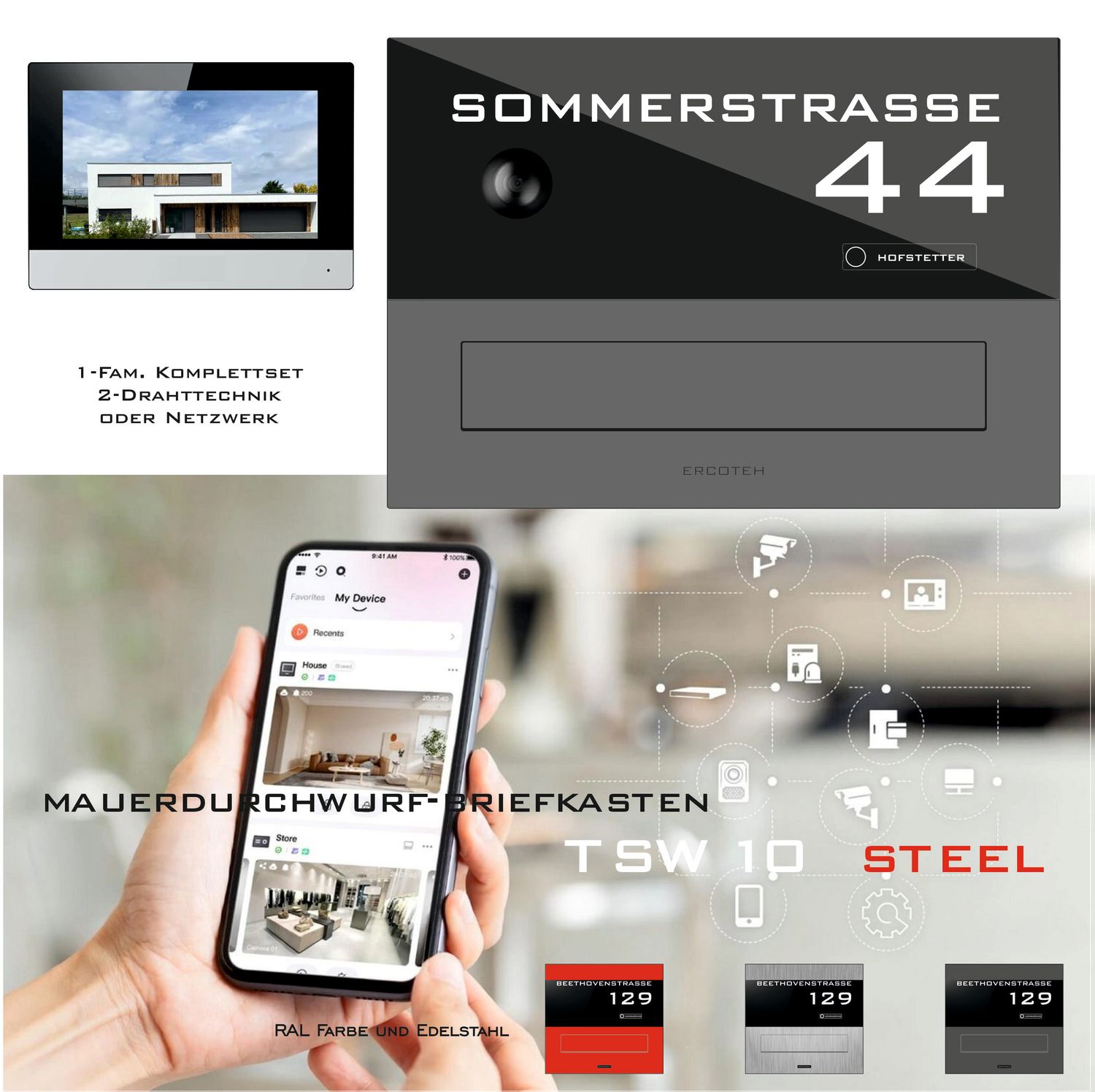 Mauerdurchwurf-Briefkasten TSW 10 Komplettset Video         Aktion Frühjahr