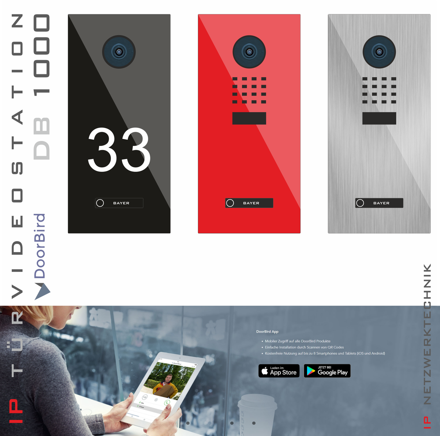 UP oder AP Türvideostation mit DoorBird D1101V Videosprechanlage