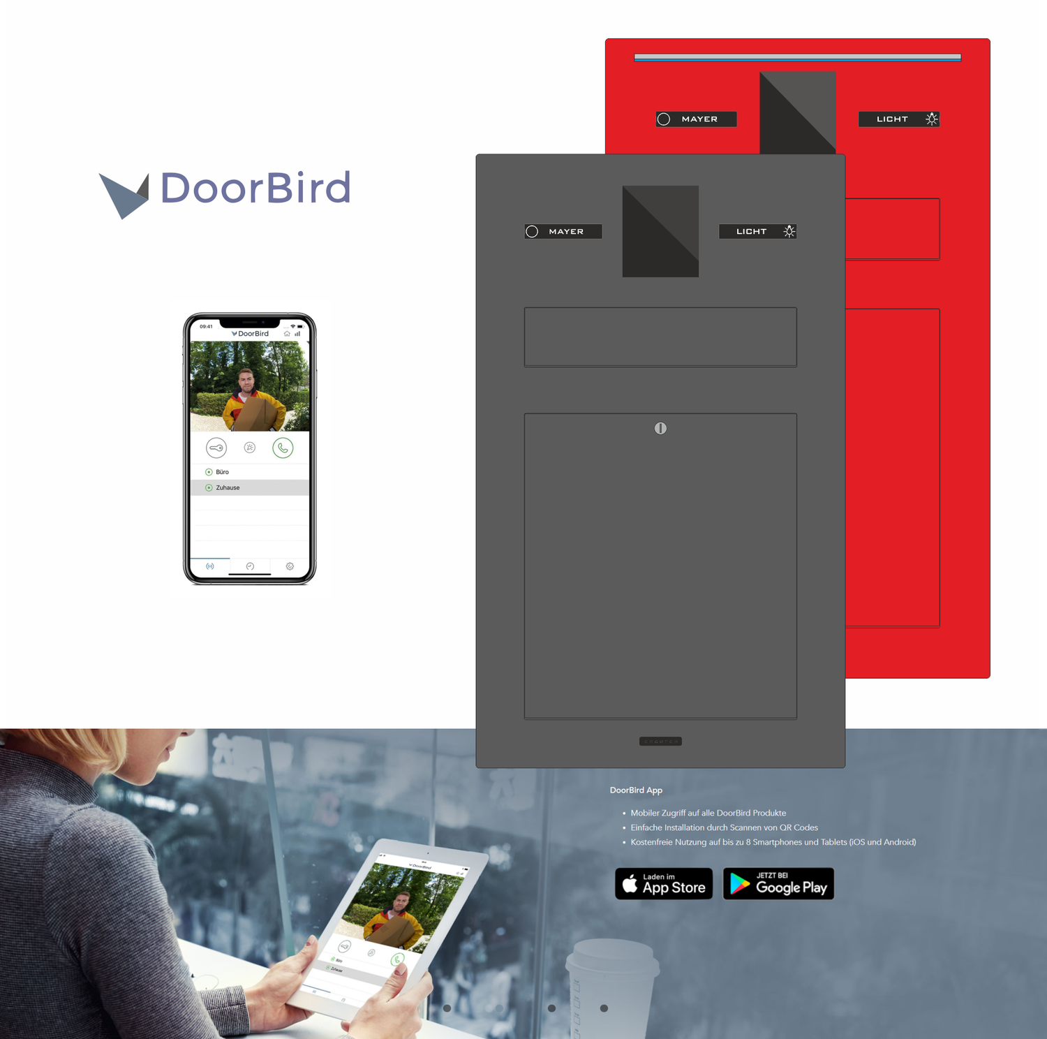 Briefkasten DoorBird D1101V Videosprechanlage Komplettset Kamera IP