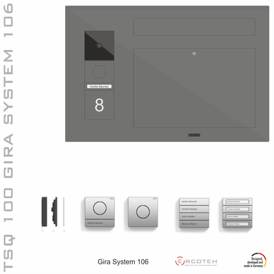 Aufputz-Unterputz-Briefkasten TSQ 100 mit Gira System 106 Modulen