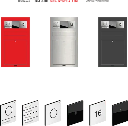 Briefkasten Gira System 106 GM 600 Edelstahl RAL Farbe Unterputz & Aufputz
