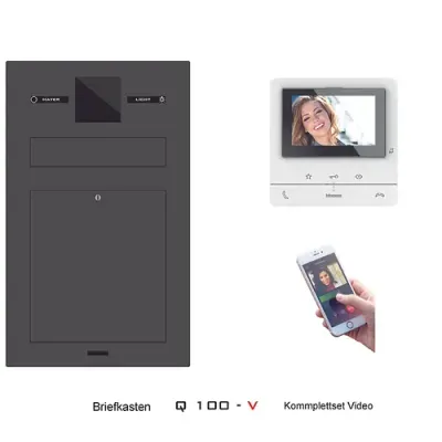 Briefkasten Komplettset Kamera Video Handyk. LED Klingel Lautsp. RAL Briefkasten Komplettset Kamera Video Handyk. LED Klingel Lautsp. RAL
