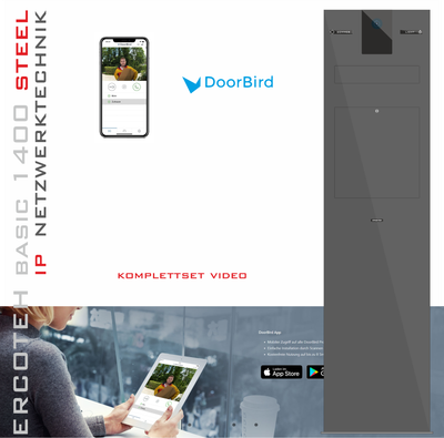 Briefkastenstele mit DoorBird D1101V Komplettset optionale Ausstattung
