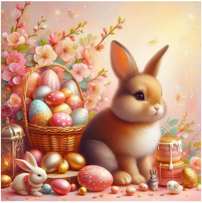 Toile lapin avec fleur