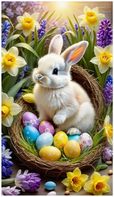 Toile lapin avec les œuf