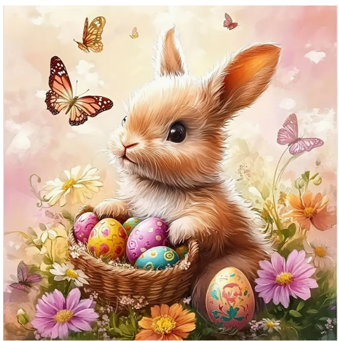 Toile lapin et papillon