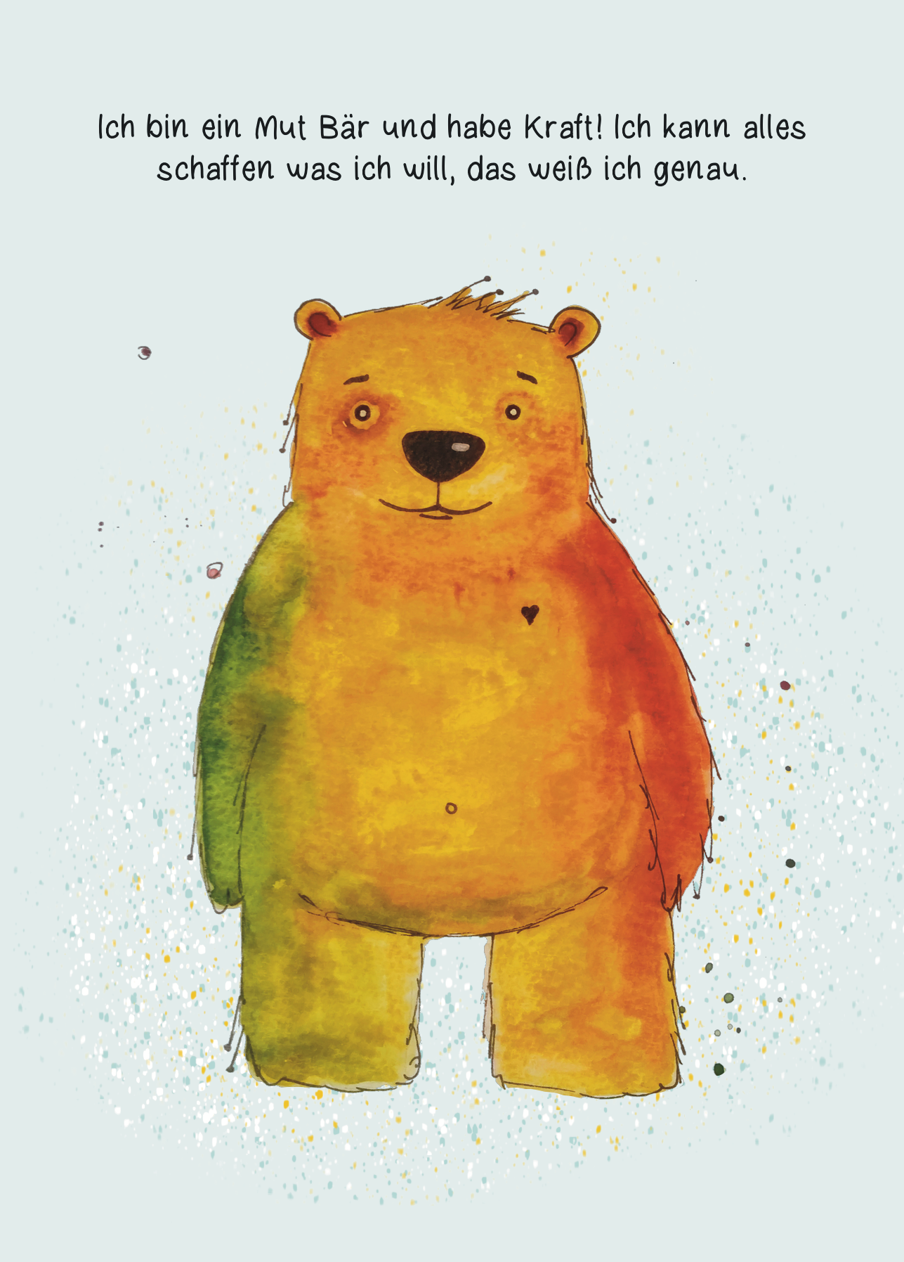 Affirmationskarte Kinder Mutbär - alles schaffen können