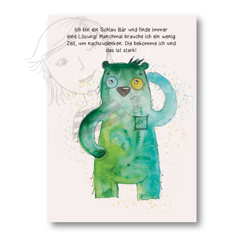 Affirmationskarte Karte Kinder Schlaubär - Lösung finden