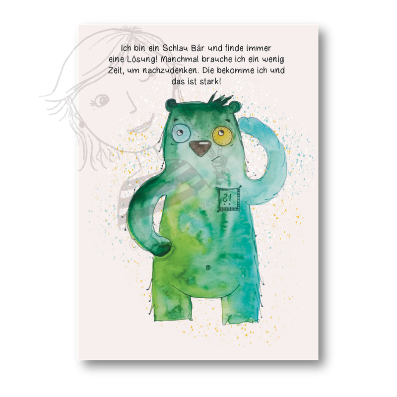 Affirmationskarte Karte Kinder Schlaubär - Lösung finden