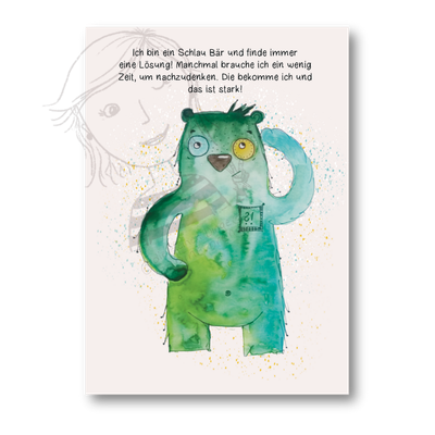 Affirmationskarte Karte Kinder Schlaubär - Lösung finden