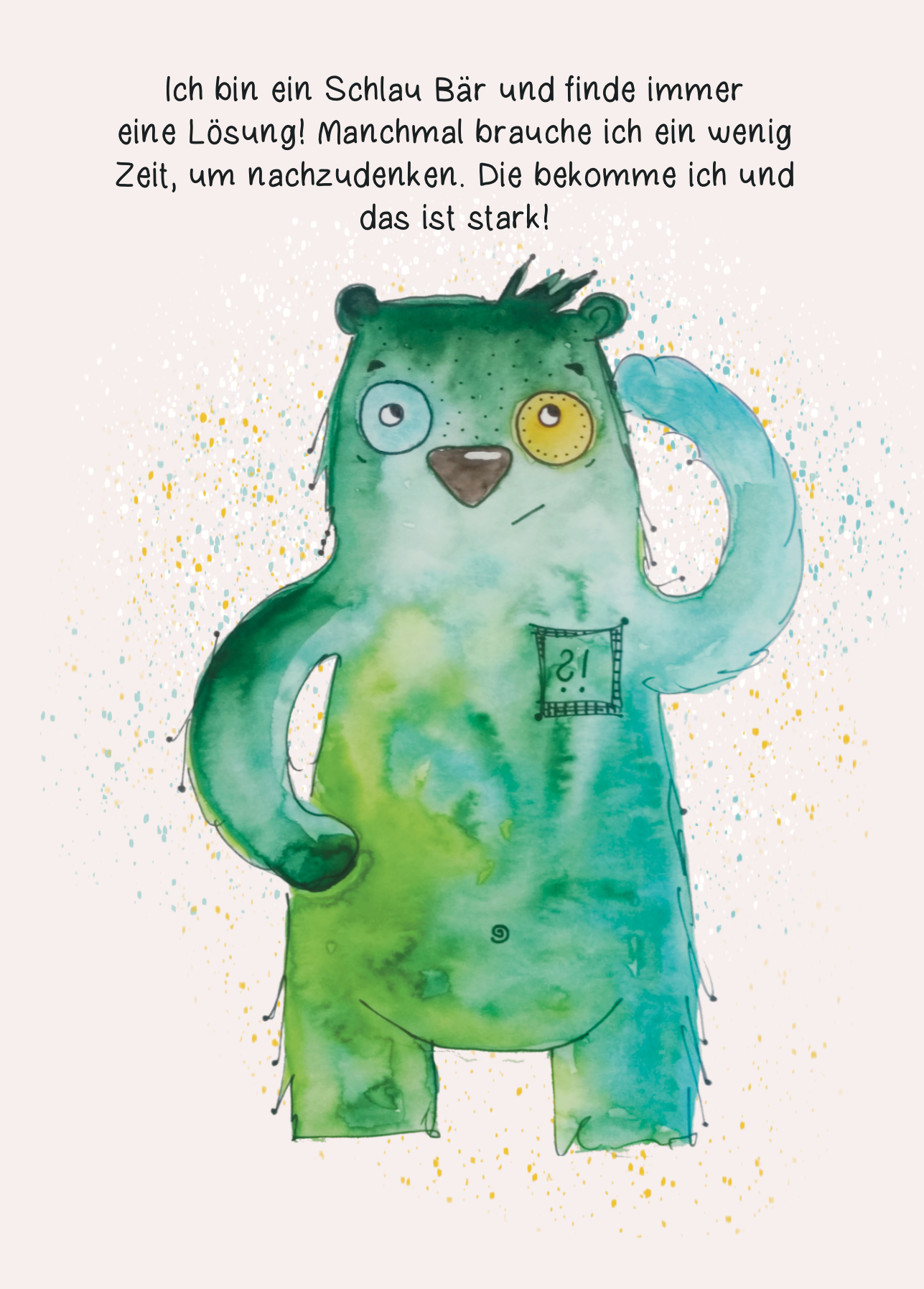 Affirmationskarte Karte Kinder Schlaubär - Lösung finden