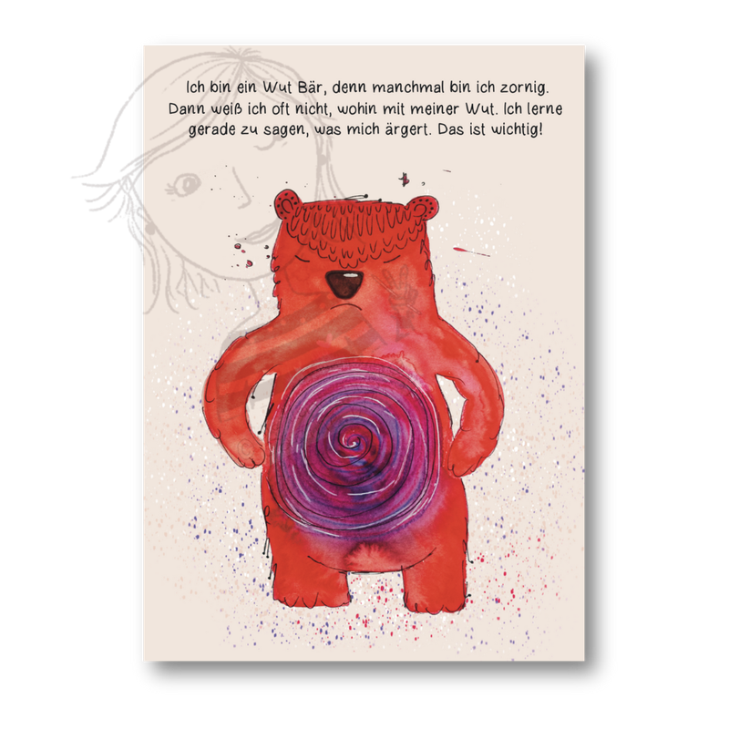 Affirmationskarte Kinder Wutbär