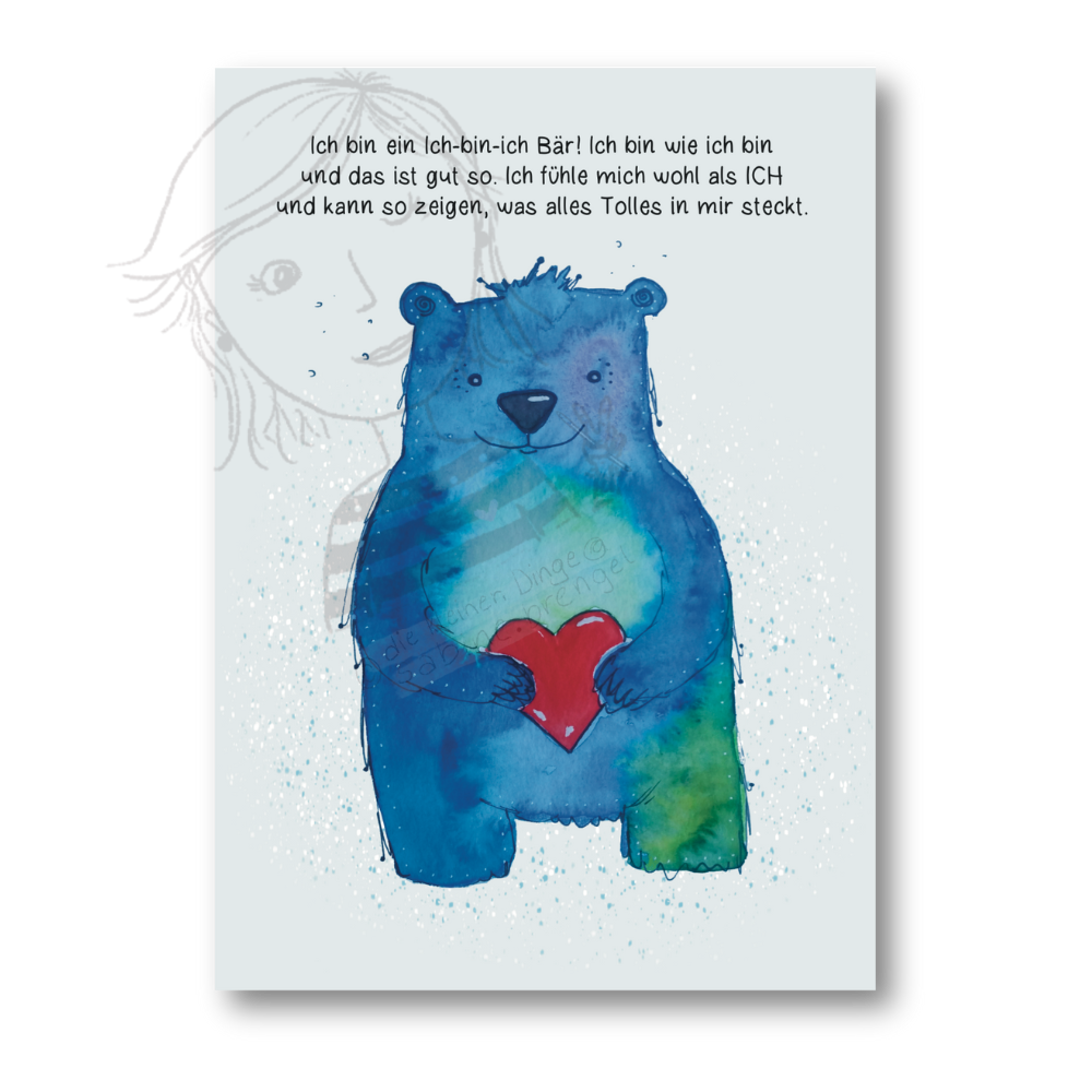 Affirmationskarte Kinder Ich bin ich Bär
