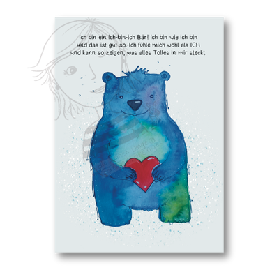 Affirmationskarte Kinder Ich bin ich Bär