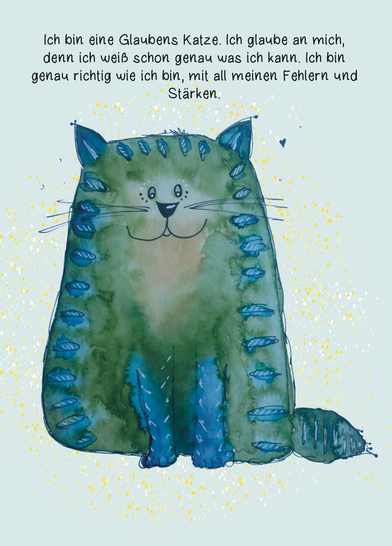 Affirmationskarte Kinder Glaubenskatze glaub an dich