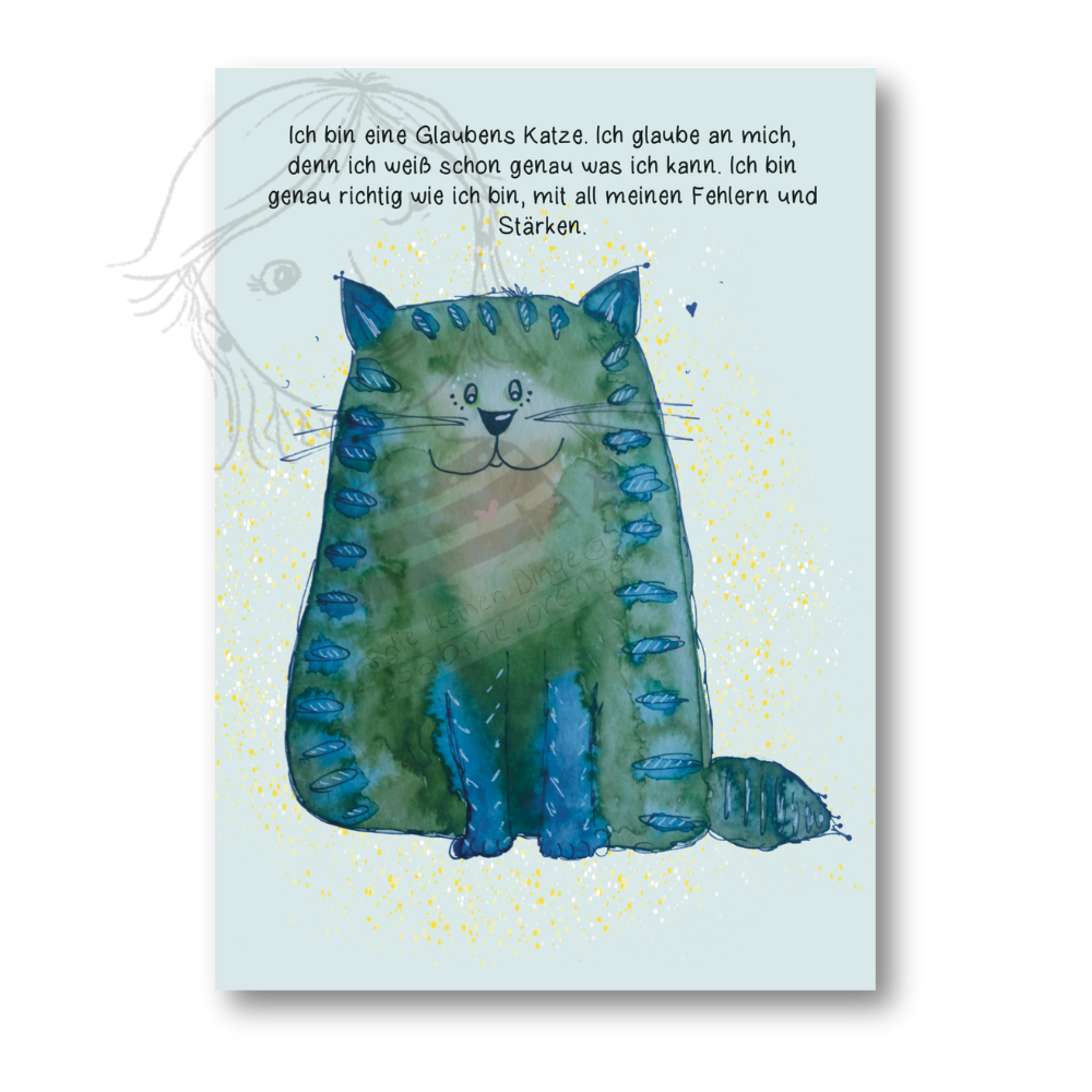 Affirmationskarte Kinder Glaubenskatze glaub an dich