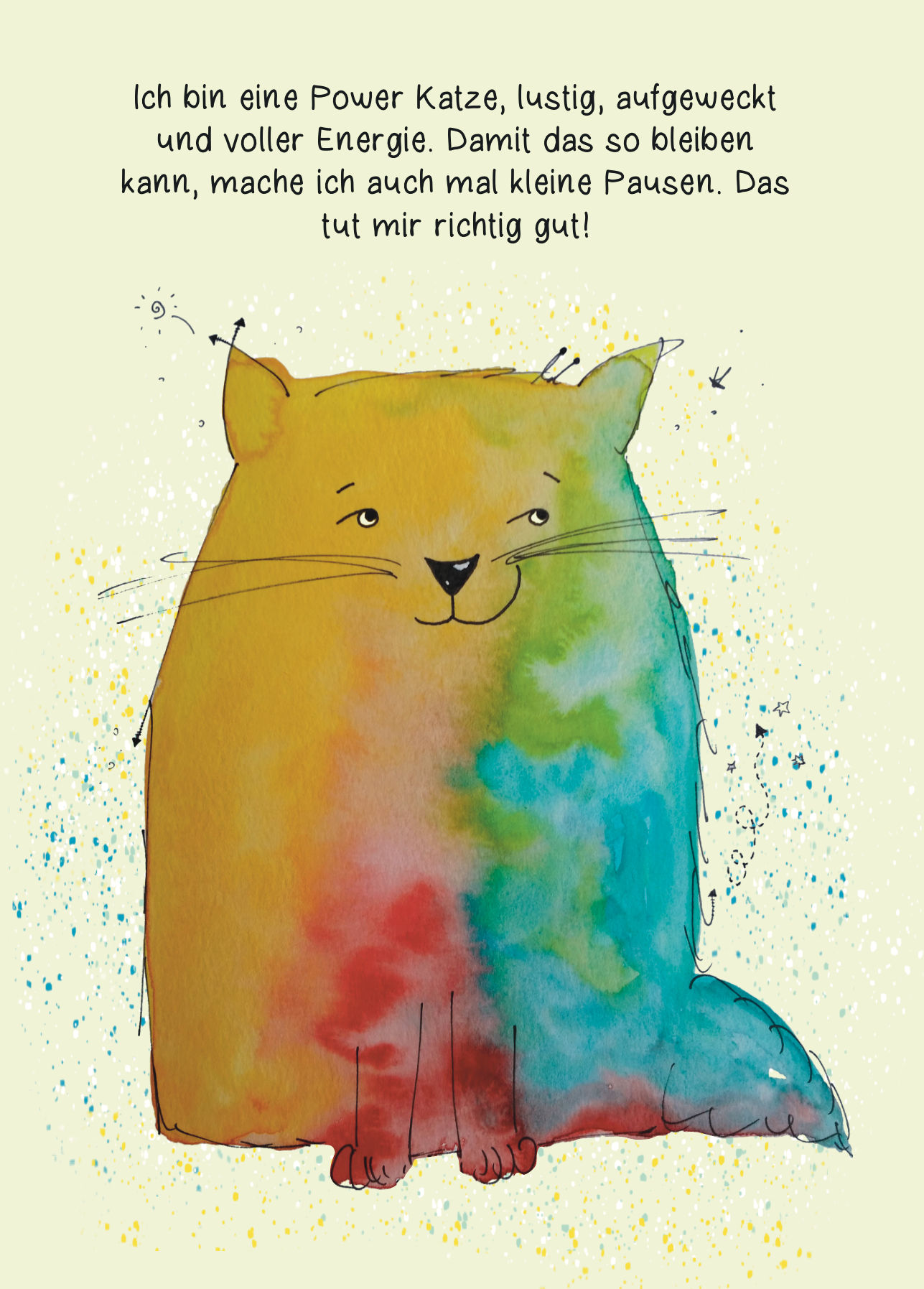 Affirmationskarte Kinder Power Katze - Pause machen