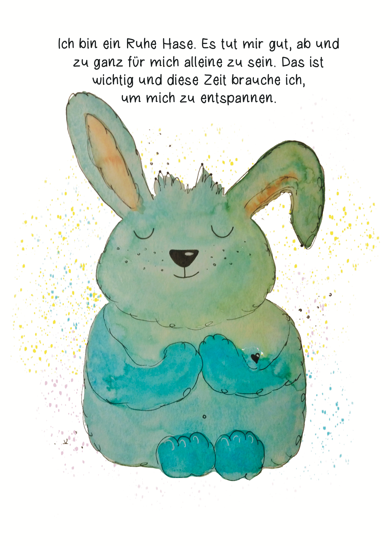 Affirmationskarte Kinder Ruhe Hase - Zeit für mich