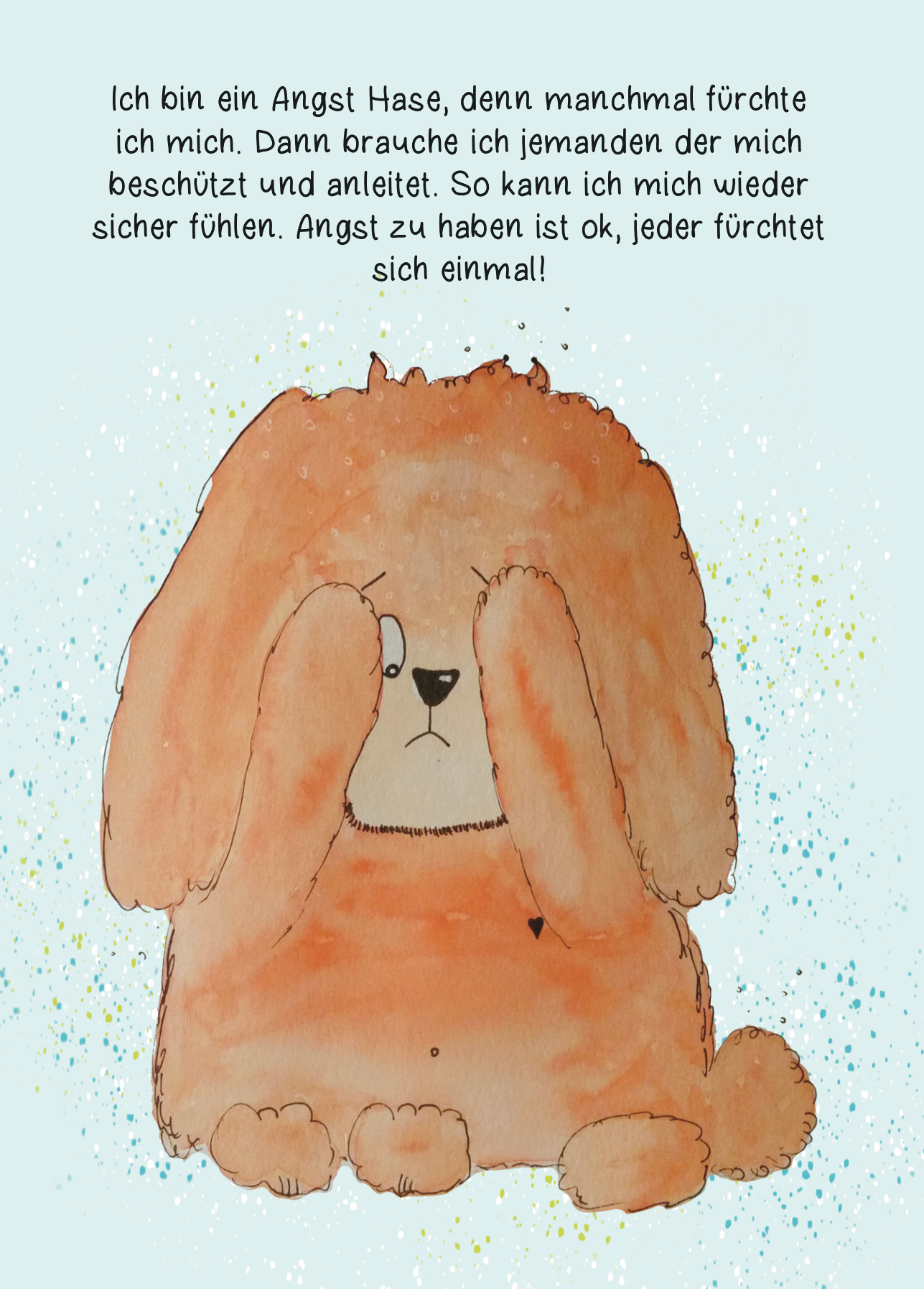 Affirmationskarte Kinder Angst Hase um Hilfe bitten