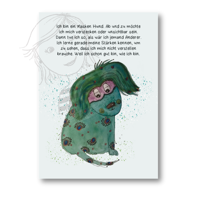 Affirmationskarte Kinder Masken Hund