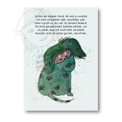 Affirmationskarte Kinder Masken Hund
