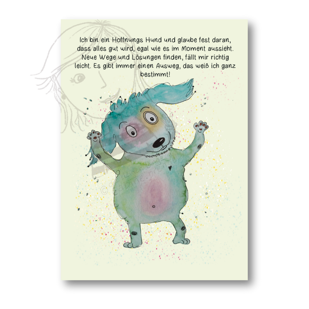 Affirmationskarte Kinder Hoffnungs Hund