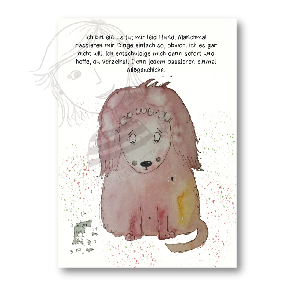 Affirmationskarte Kinder Es tut mir leid Hund
