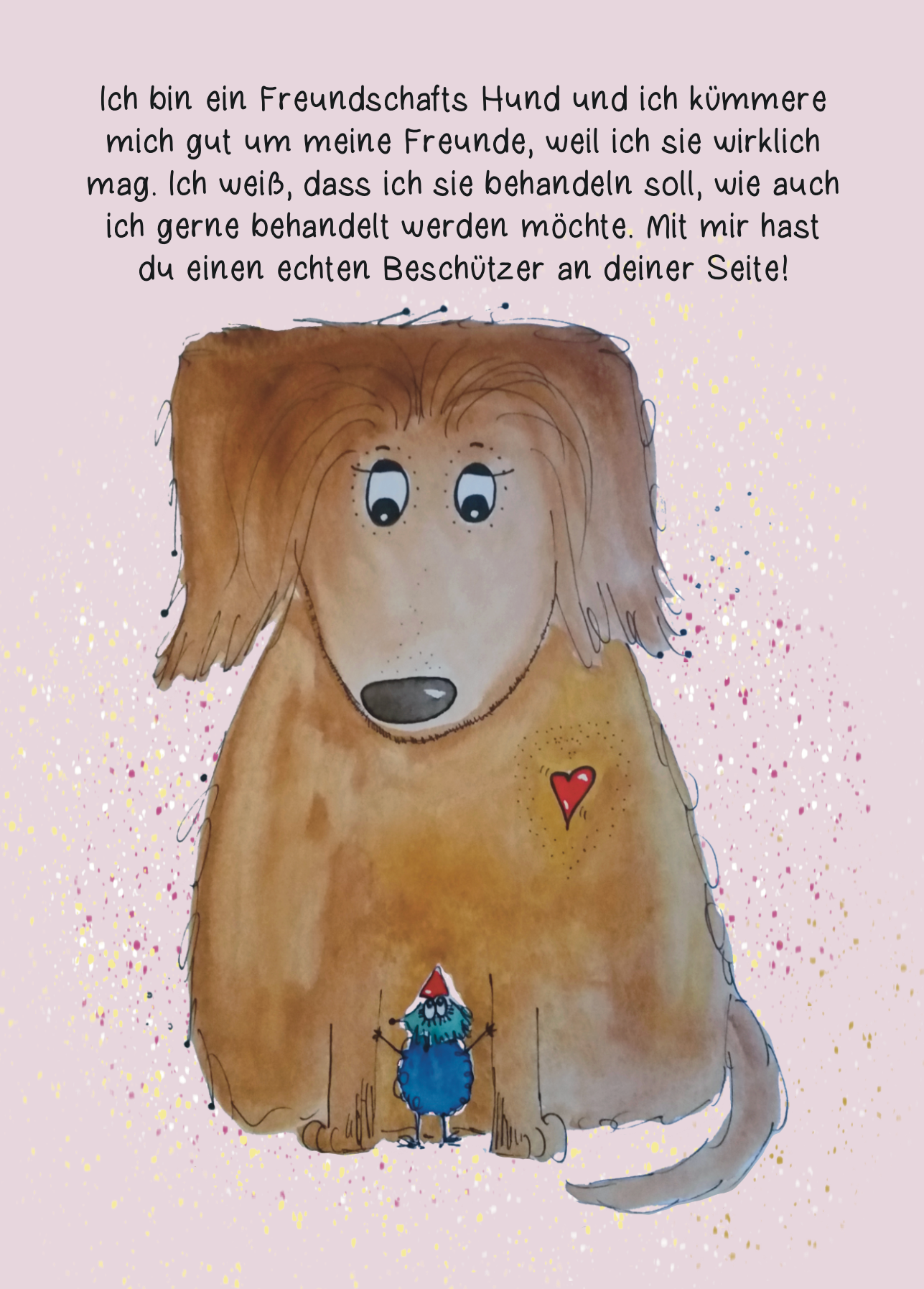 Affirmationskarte Kinder Freundschafts Hund