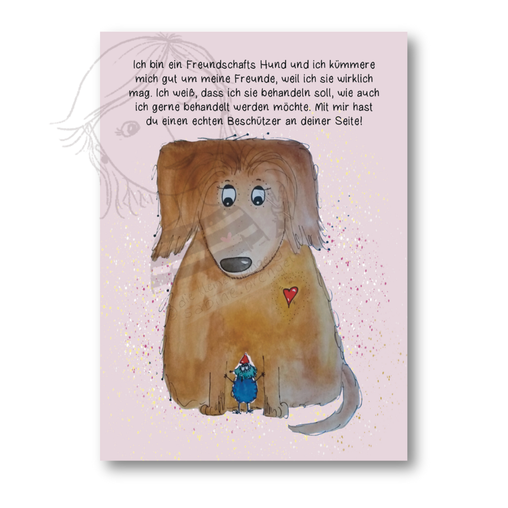 Affirmationskarte Kinder Freundschafts Hund